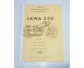 KATALOG NÁHRADNÍCH DÍLŮ - JAWA 250 PÉRÁK (1951-1954)